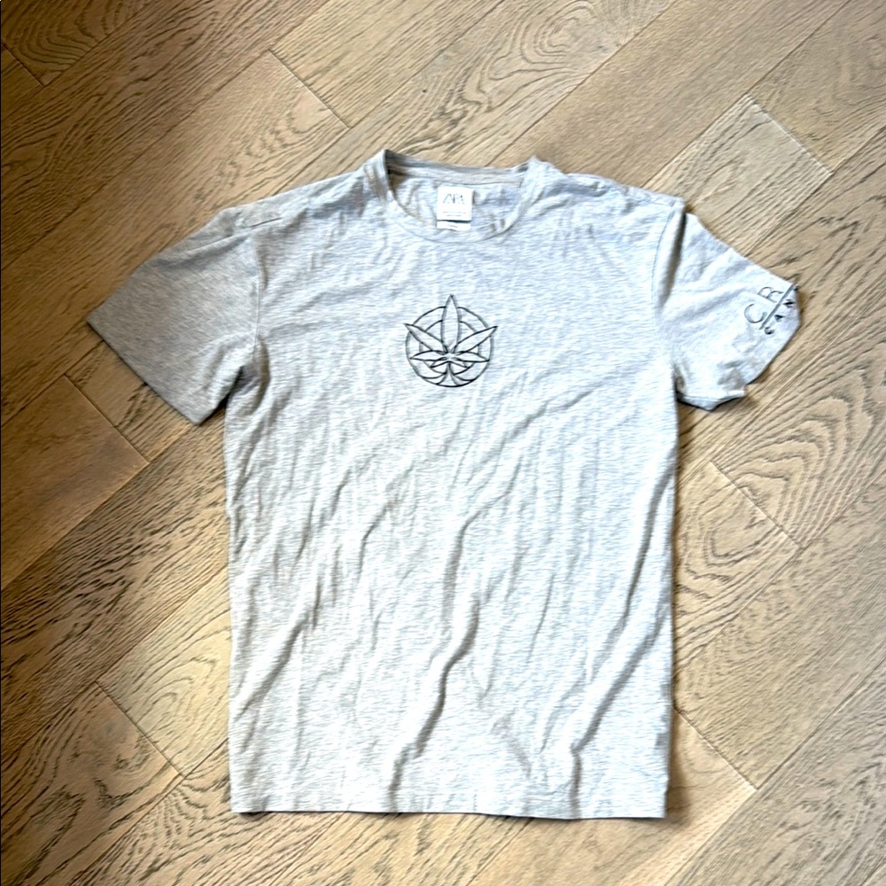 Zara Gray Short Sleeve Tee with cannabis Graphic Design